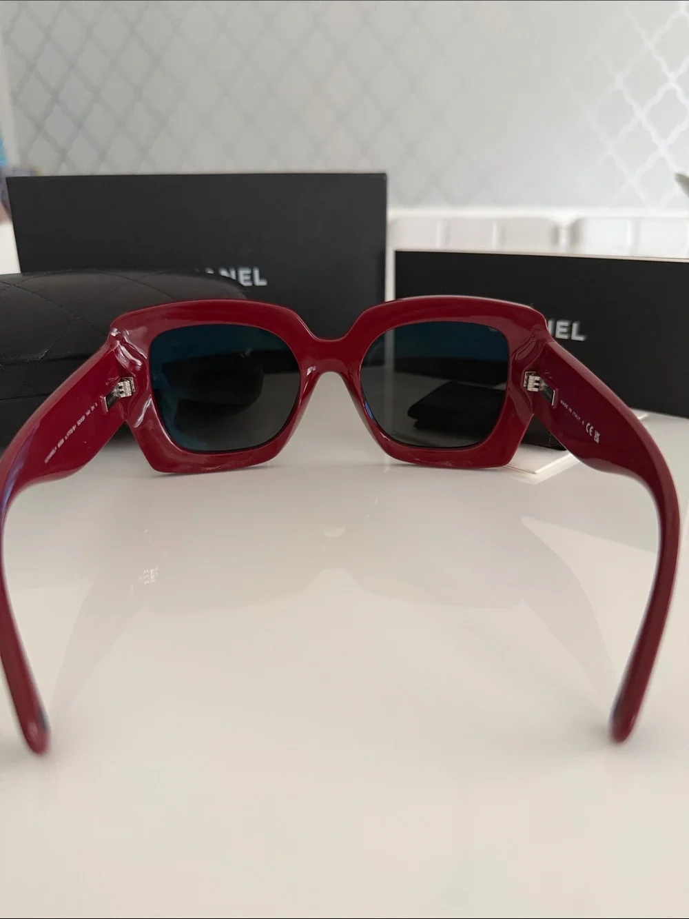 CHANEL Women's Blue & Red Oversized Sunglasses